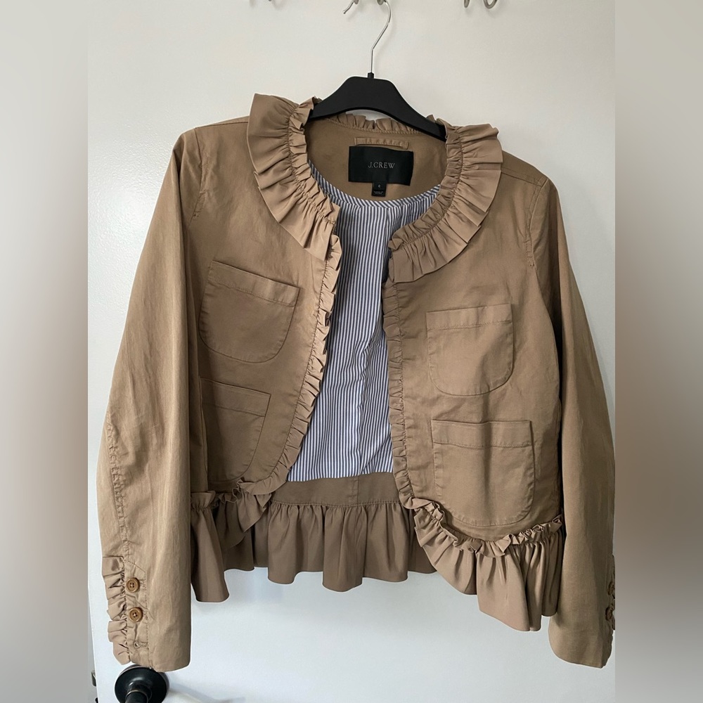 J Crew cropped ruffled blazer